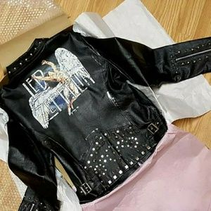 🤑SOLD4$495🤑🤘Led Zepplin Leather moto jacket